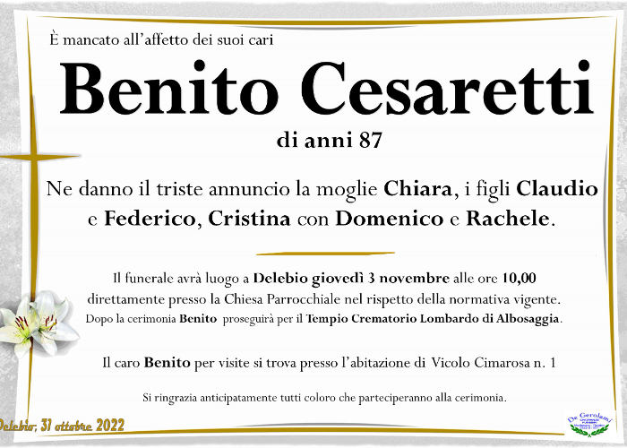 Benito Cesaretti: Immagine Elenchi