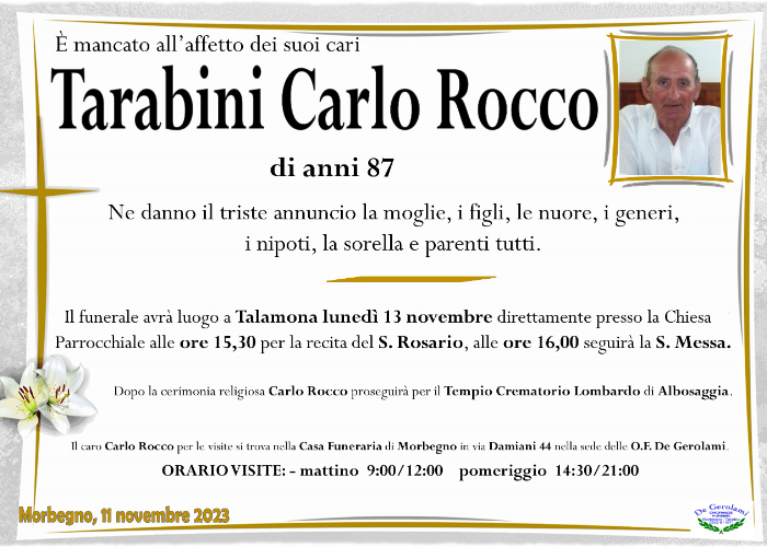Tarabini Carlo Rocco: Immagine Elenchi