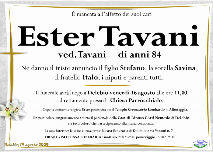 Tavani Ester: Immagine Elenchi