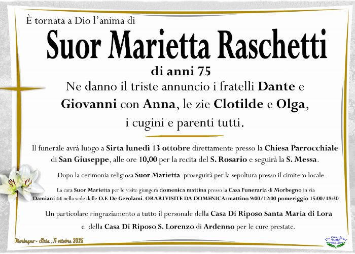 Suor Marietta Raschetti: Immagine Elenchi