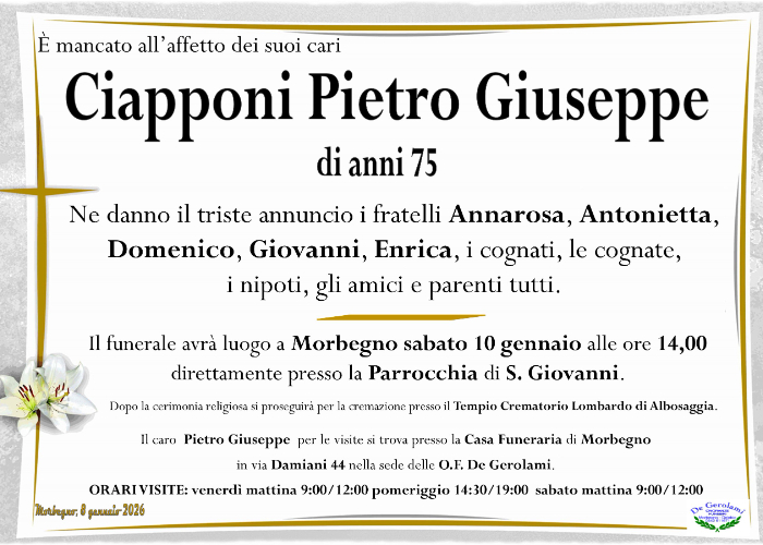 Ciapponi Pietro Giuseppe.: Immagine Elenchi