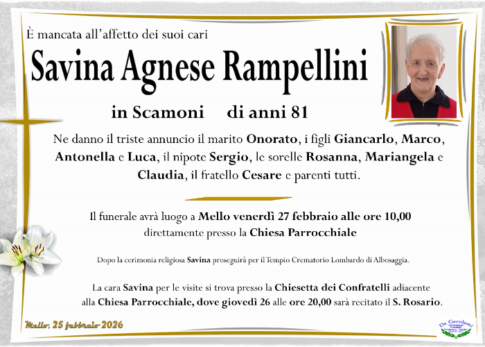 Savina Agnese Rampellini: Immagine Elenchi