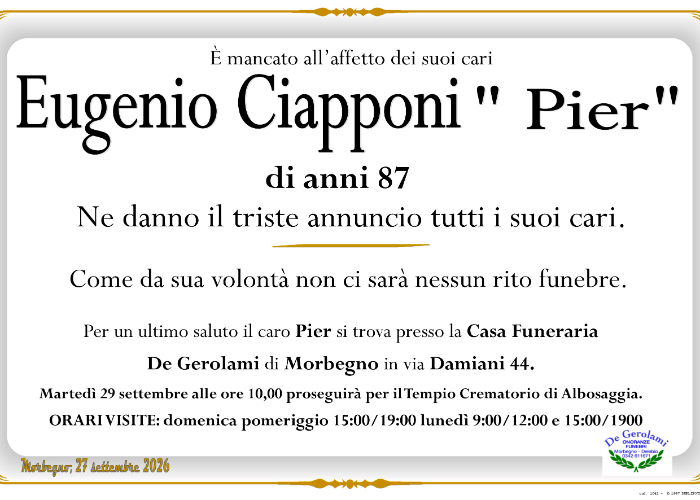 Ciapponi Eugenio "Pier": Immagine Elenchi