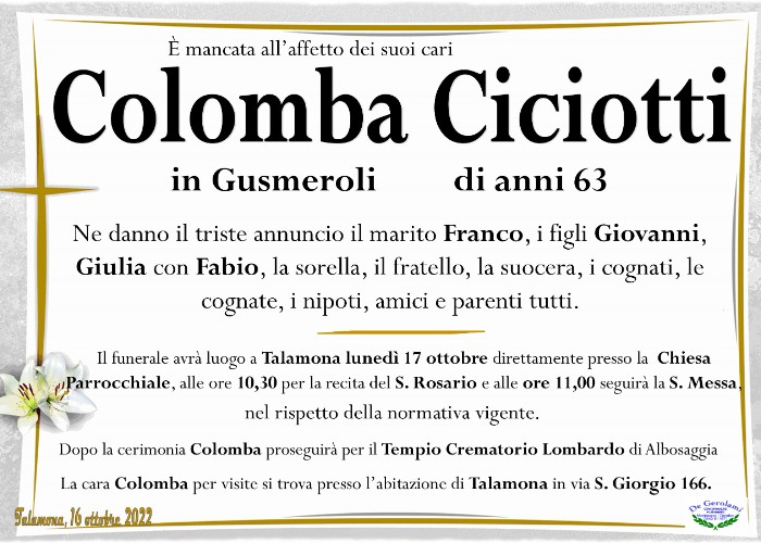 Colomba Ciciotti: Immagine Elenchi